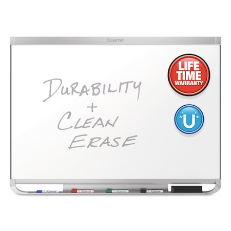 Quartet Prestige 2 DuraMax Magnetic Porcelain Whiteboard, 72 x 48, Silver Frame P557AP2